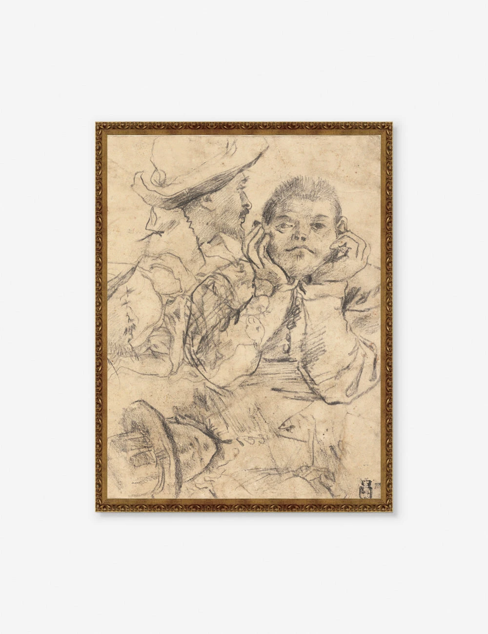 Four Studies Of Heads Wall Art By Annibale Carracci