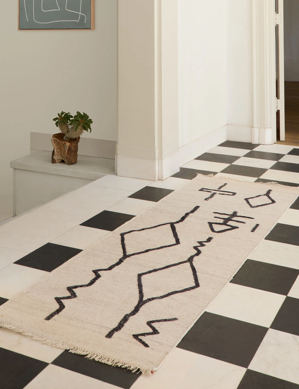 Moroccan Flatweave Rug, Black And Natural By Sarah Sherman Samuel - Image 4