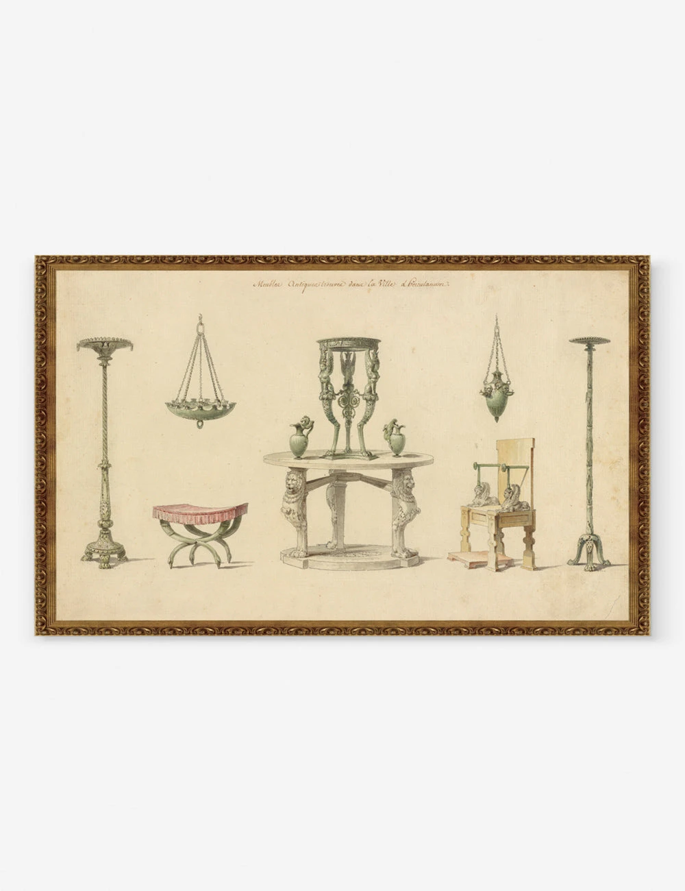 Vases, Furniture And Objects Discovered At Herculaneum Wall Art By Pierre-Adrien Pâris, Original Work Held By The J. Paul Getty Museum