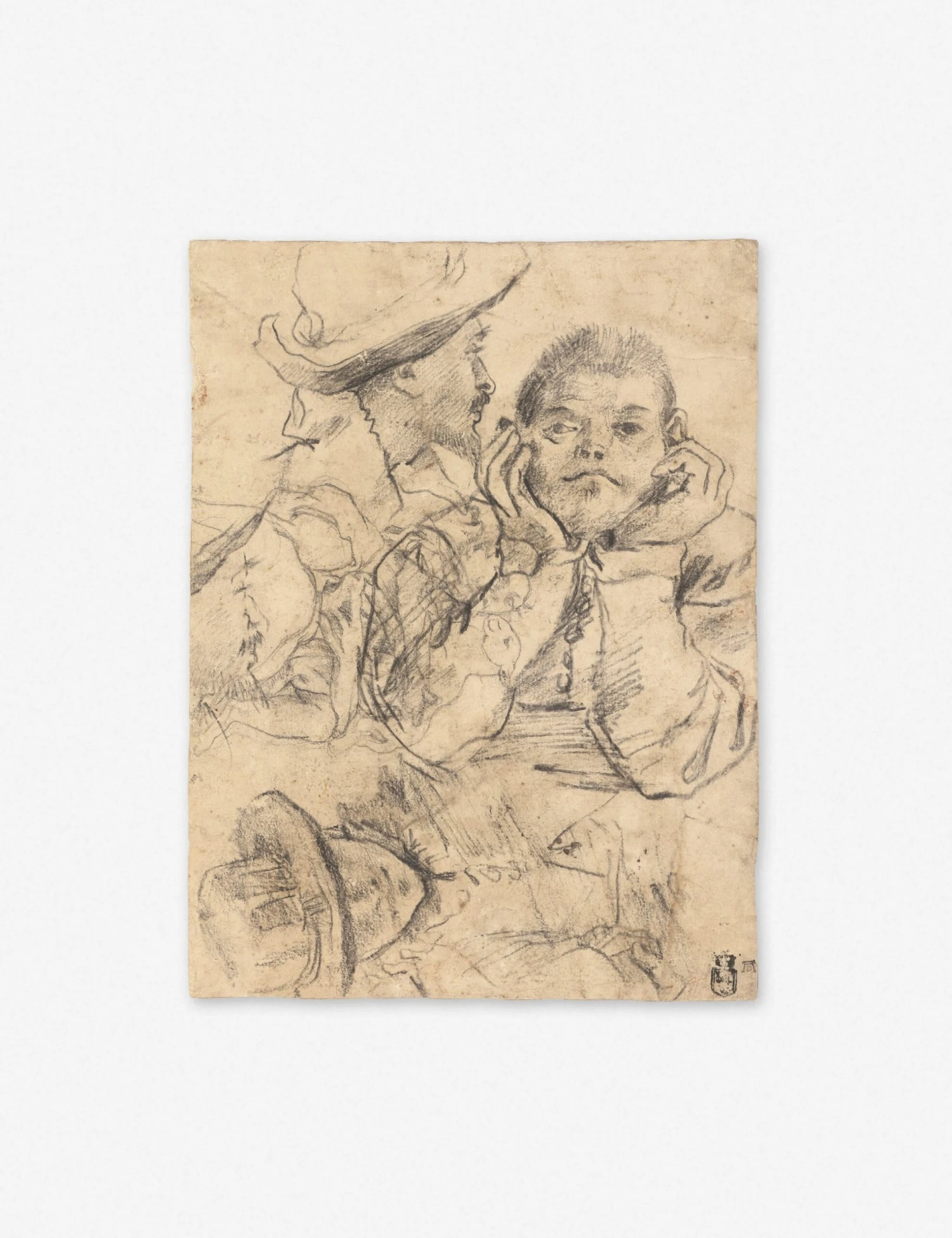 Four Studies Of Heads Wall Art By Annibale Carracci - Image 2