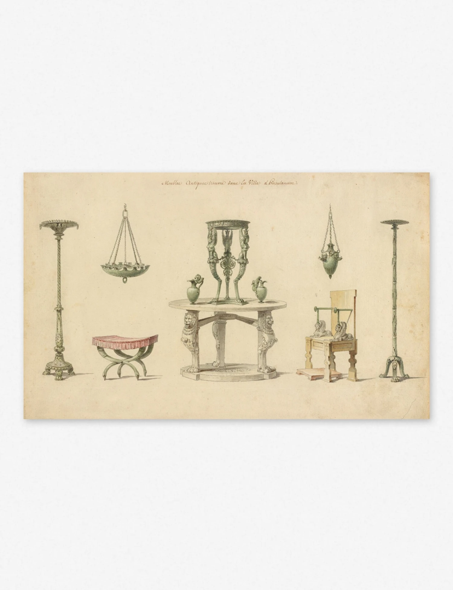 Vases, Furniture And Objects Discovered At Herculaneum Wall Art By Pierre-Adrien Pâris, Original Work Held By The J. Paul Getty Museum - Image 2